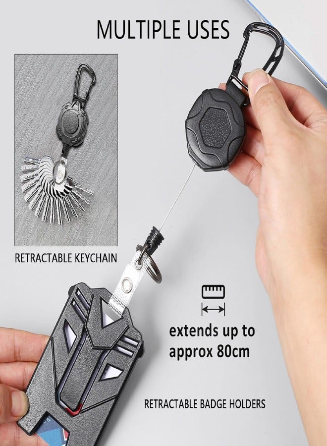 Generic 2 Pack Retractable Keychain Heavy Duty Badge Holder Tactical ID Badge Reel with 32” Steel Retractable Cord, 9.0 OZ  - Image 5
