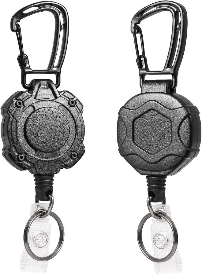 Generic 2 Pack Retractable Keychain Heavy Duty Badge Holder Tactical ID Badge Reel with 32” Steel Retractable Cord, 9.0 OZ  - Image 1