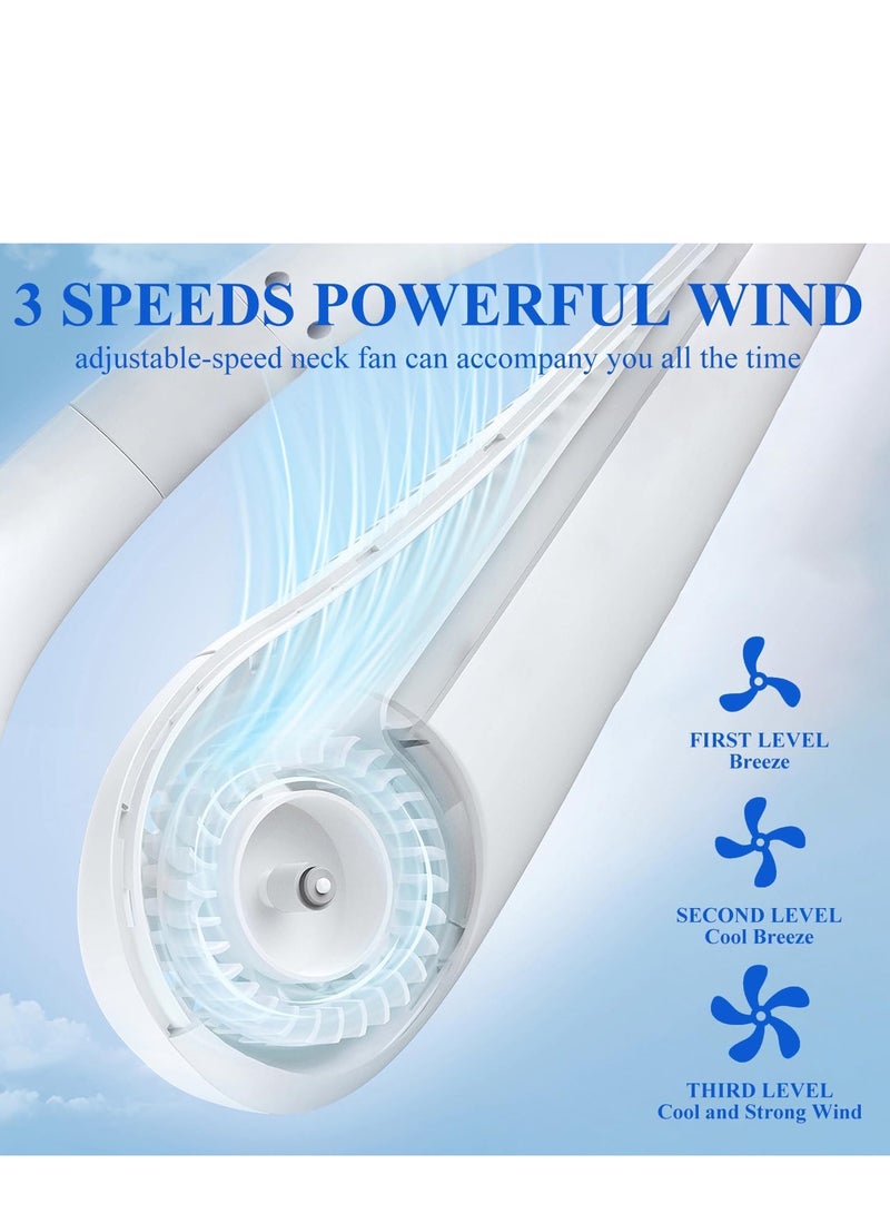 Portable Neck Fan, Hands-Free Bladeless, 3 Speeds,Rechargeable 360° Cooling Airflow, Twistable, Rechargeable, Gift for Women Men-Grey - Image 3