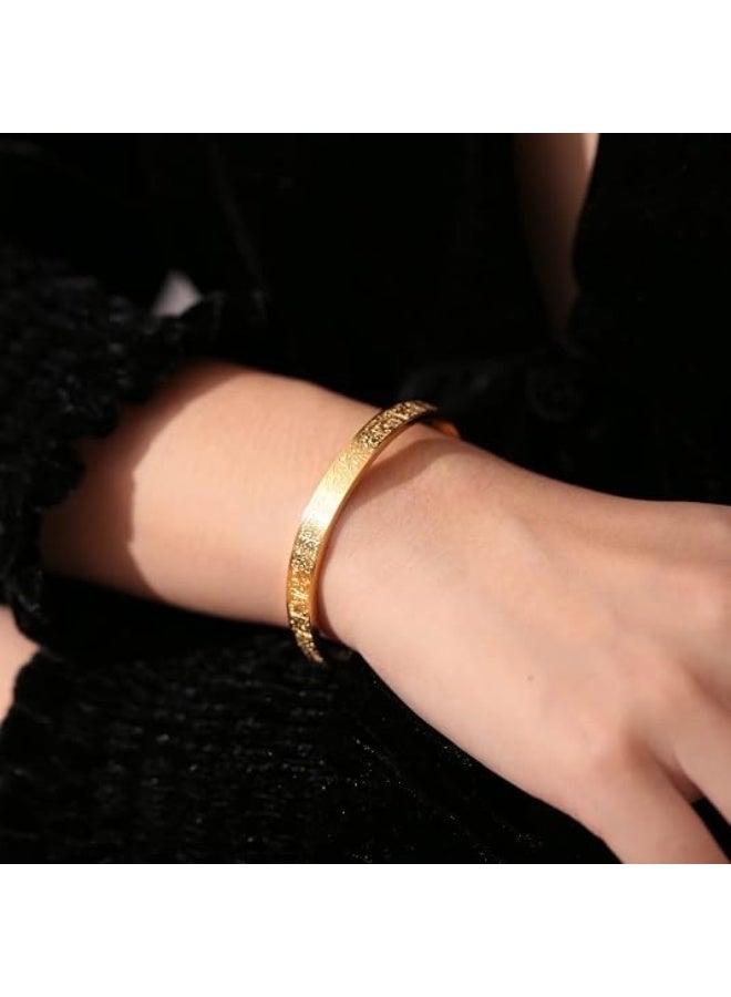 Unisex Ayatul Kursi Engraved Adjustable 316L Stainless Steel Cuff Bracelet - Image 2