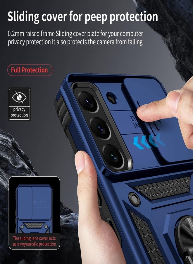 Weycolor for Samsung Galaxy S22 Case with Camera Lens Cover, HD Screen Protector, 10 FT Military Grade Drop Protection, Magnetic Ring Holder Kickstand Protective Phone Case, Navy Blue - Image 3