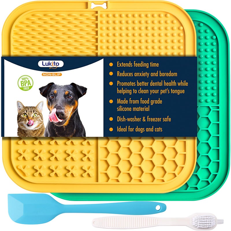 LUKITO Premium Silicone Licking Mat for Dogs & Cats, 77 Suction Cups, Slow Feeder, Boredom Reducer, Anxiety Relief, Dishwasher Safe, Food Grade - Image 1