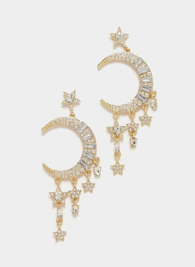 Styli Embellished Moon and Star Dangle Earrings - Image 1