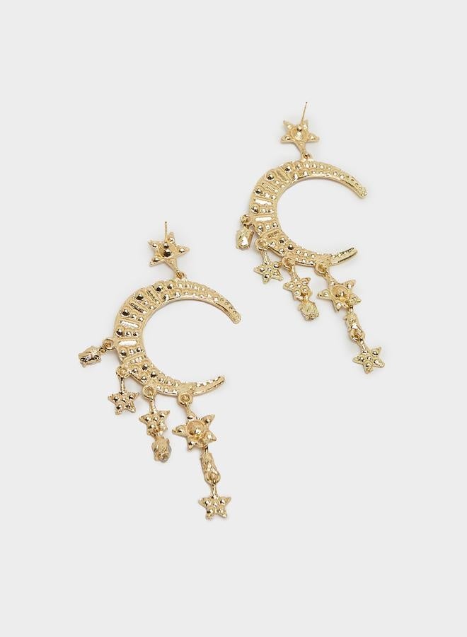 Styli Embellished Moon and Star Dangle Earrings - Image 3