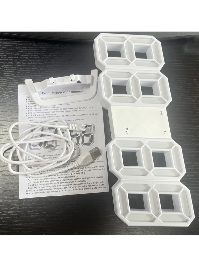 3D Digital LED Clock Wall Mount Alarm Clock Modern Desk Clocks for Home Bedrooms, Office - Image 3