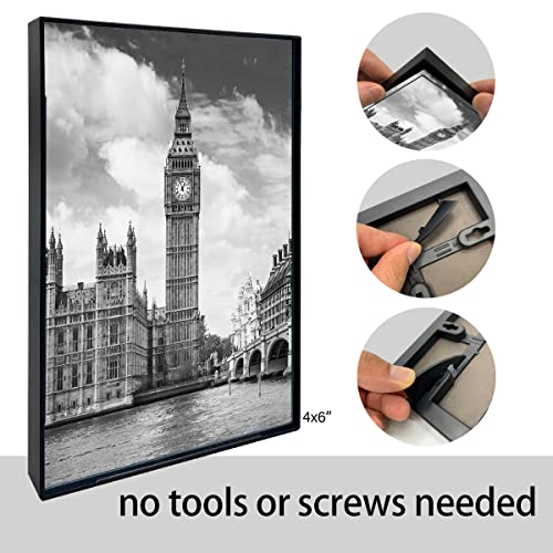 GOmaize Front Loading Black Picture Frame 4x6 Set of 10 Wall and Table Mounting - Image 3