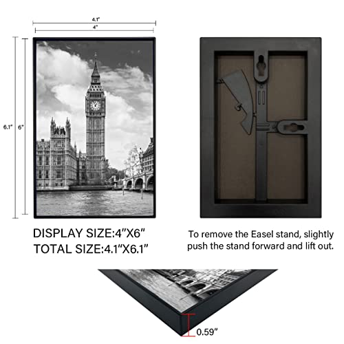 GOmaize Front Loading Black Picture Frame 4x6 Set of 10 Wall and Table Mounting - Image 2
