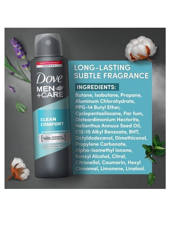 Dove Men+Care Dove Men+Care Antiperspirant Dry Spray Deodorant for Men Clean Comfort 48 Hour Sweat and Body Odor Protection 3.8 oz 3 Count - Image 2