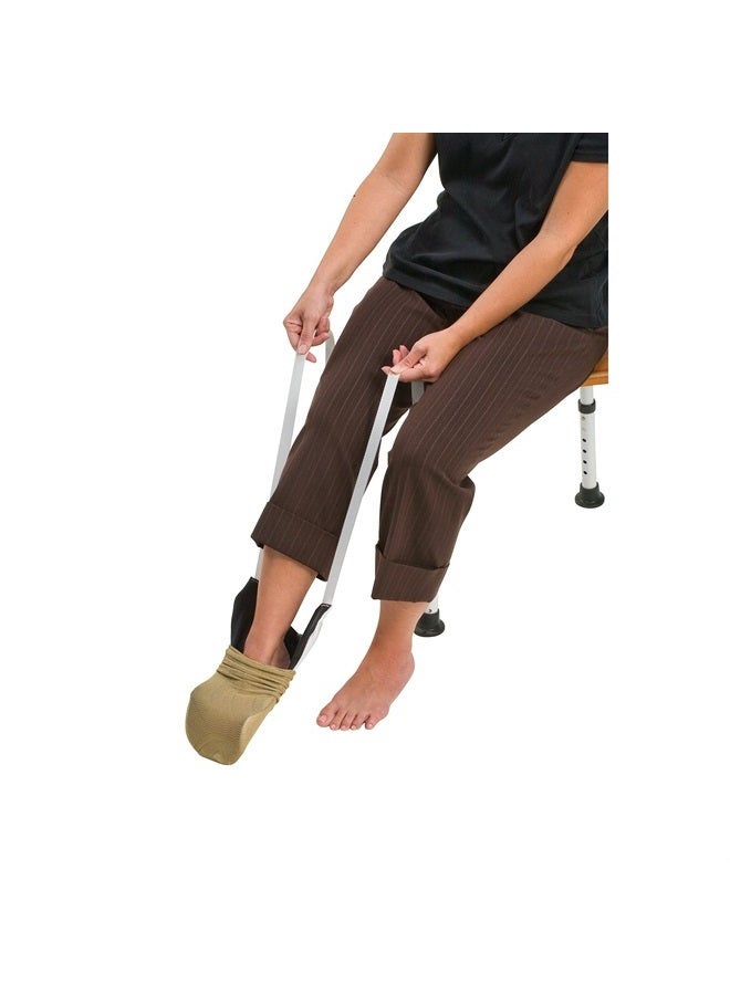 DMI Deluxe Sock Aid / Helper - Easily Pull on Socks Without Bending, Slip Resistance, Reliable Sock Aid Device for Seniors, White - Image 4