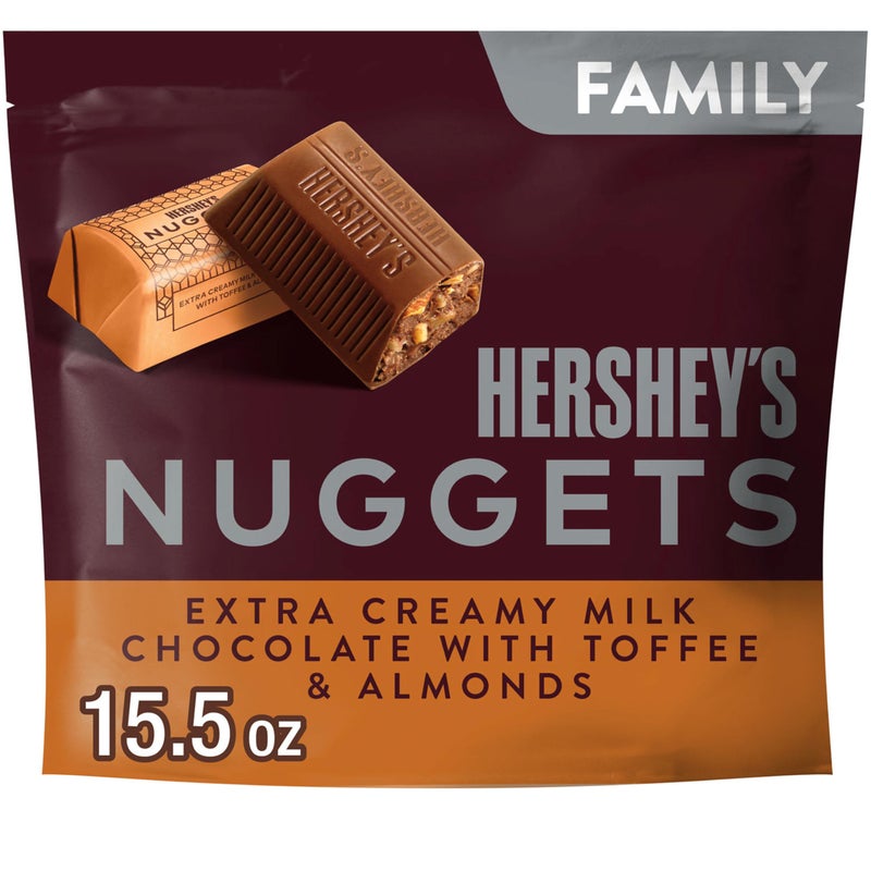 Hershey's Hersheys Nuggets Extra Creamy Milk Chocolate, Toffee And Almonds Candy Bars, Individually Wrapped, 439g Share Pack - Image 1