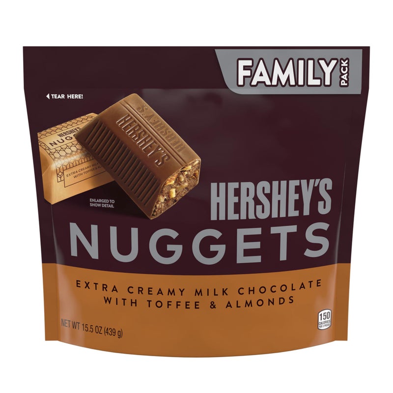 Hershey's Hersheys Nuggets Extra Creamy Milk Chocolate, Toffee And Almonds Candy Bars, Individually Wrapped, 439g Share Pack - Image 3