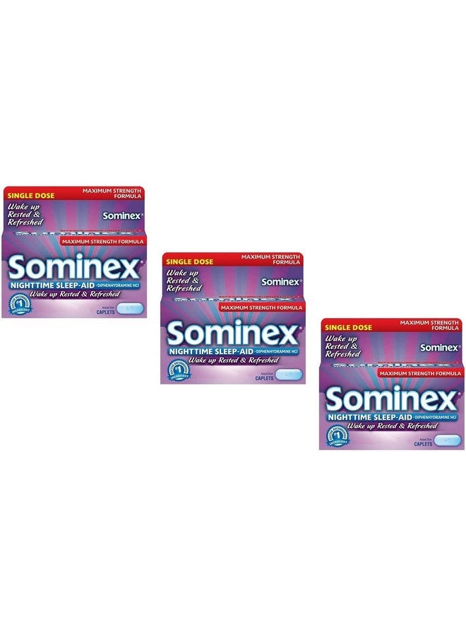 Sominex Nighttime Sleep-Aid Caplets, Maximum Strength, 16 ea (Pack of 3) - Image 1
