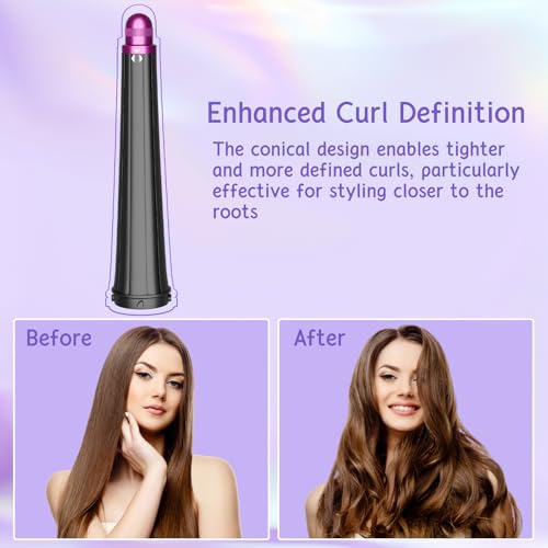 ZEPHBLOW Long Conical Barrel for Dyson Airwrap, 0.78-1.4Inch/ 20-36mm Conical Long Curling Barrels Compatible with Airwrap HS01/05/08, Self-Curling Hair Roller Curlers Attachment, Rose - Image 4