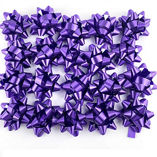 Worlds Purple Confetti Gift Bows Star Gift Bows for Christmas Gift Wrap Bows 234 Inch20 Pack - Image 1