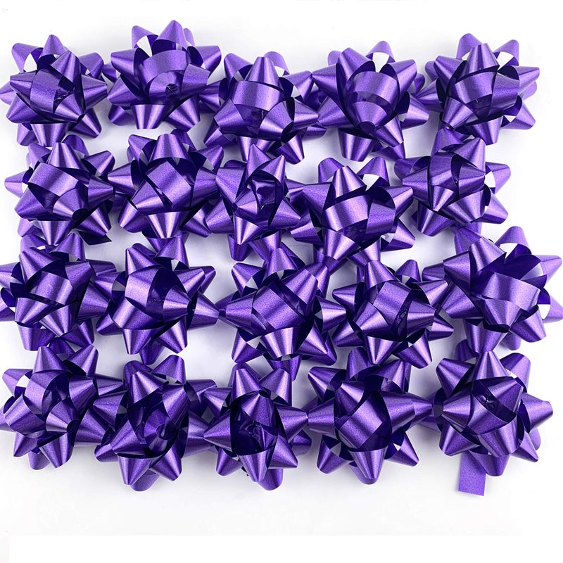 Worlds Purple Confetti Gift Bows Star Gift Bows for Christmas Gift Wrap Bows 234 Inch20 Pack - Image 2