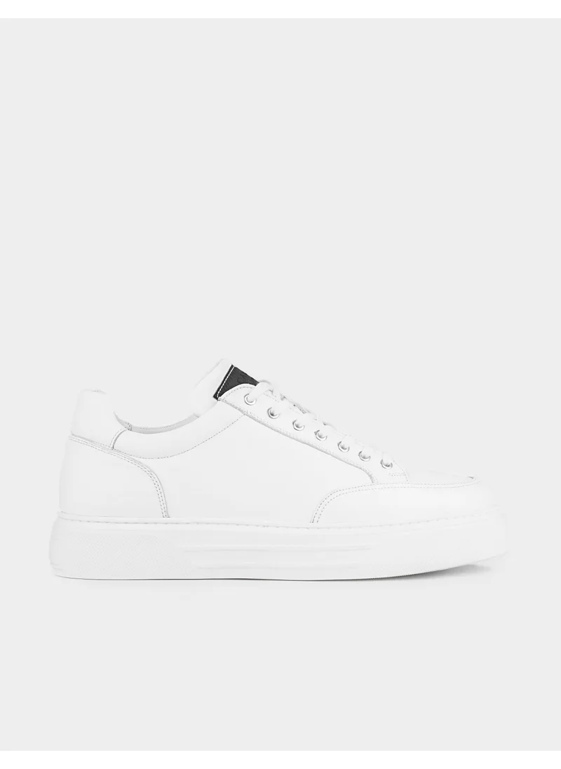 كاباني Leather White Lace-Up Men's Sports Shoes