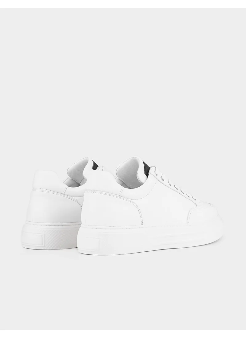 كاباني Leather White Lace-Up Men's Sports Shoes