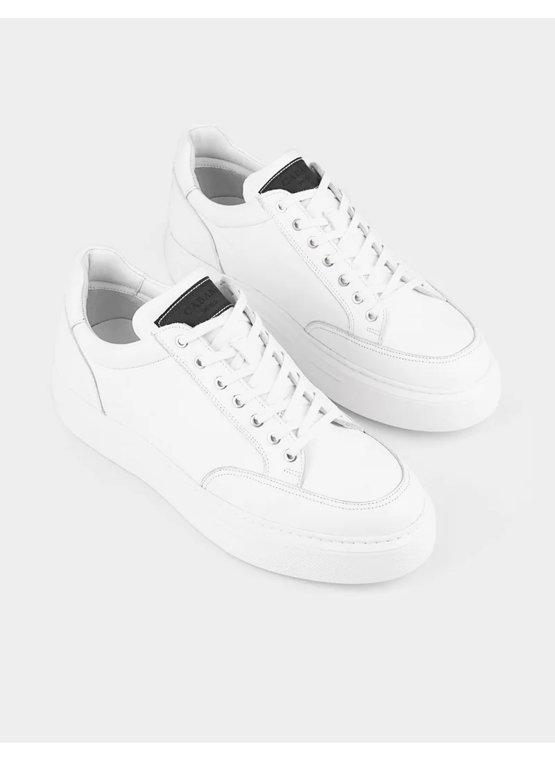 كاباني Leather White Lace-Up Men's Sports Shoes
