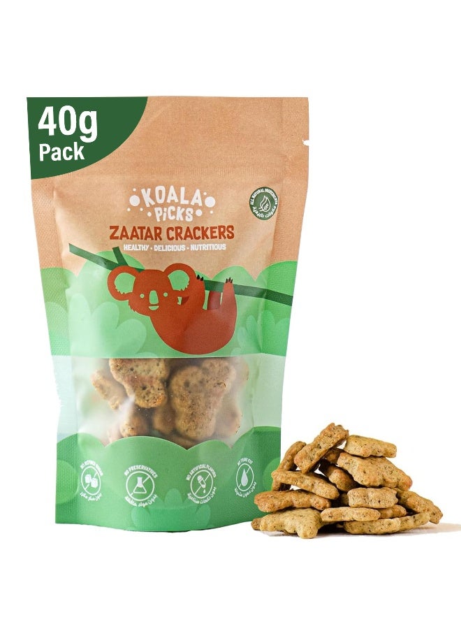 Koala Picks Zaatar Crackers – 40g Pack – Baked Savory Snack – No Refined Sugar, No Preservatives – Made with Real Cheese & Butter – Healthy Crackers for Kids & Adults - Image 1