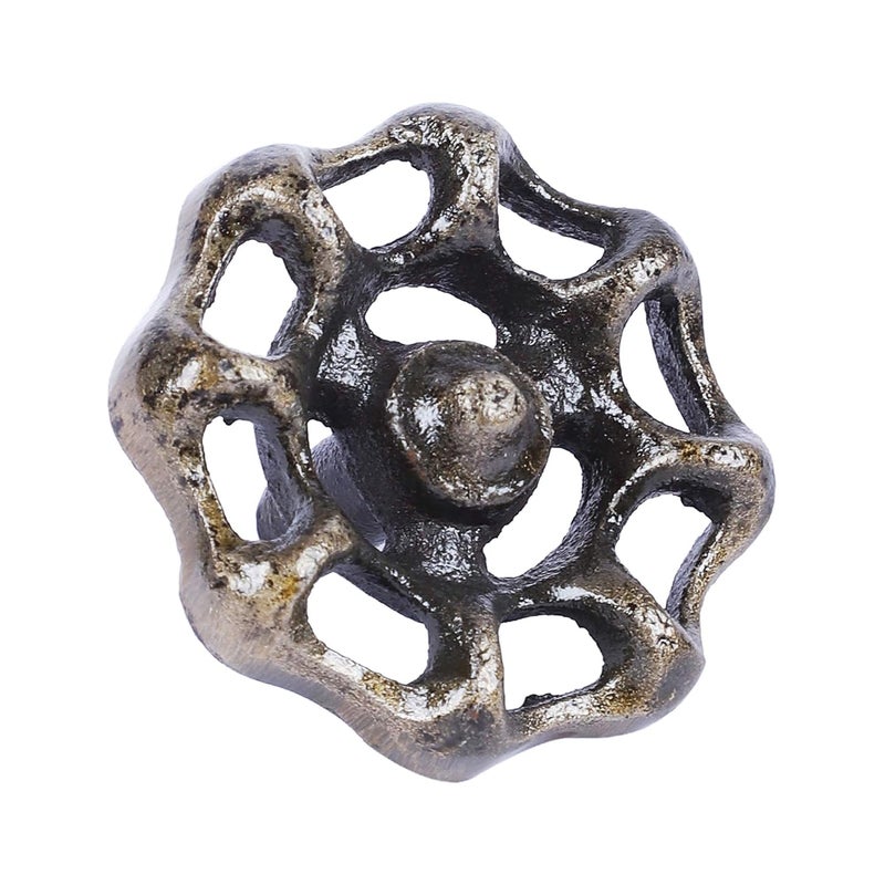 Two Moustaches Vintage Tap Wheel Design CabinetWardrobe Knobs Antique Brass Pack of 6 - Image 2