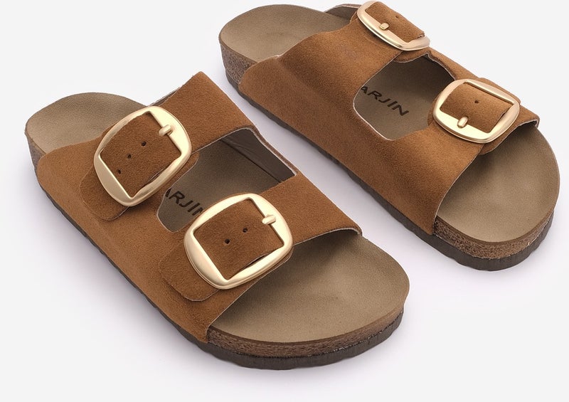 MARJIN Margin Women's Leather Daily Slippers Double Banded Slippers Eva Sole Poly  - Image 5