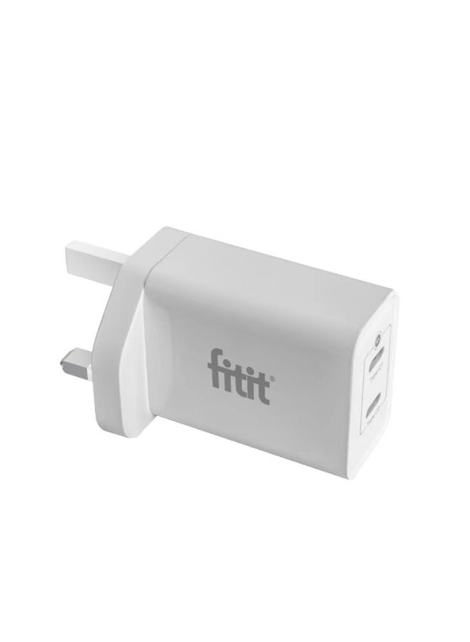 FITIT شاحن سريع 45 واط USB-C - محول مزدوج المنفذ مع توصيل الطاقة لسلسلة آيفون 16 - شحن سريع، شحن جهازين في آن واحد - فيتت - Image 1