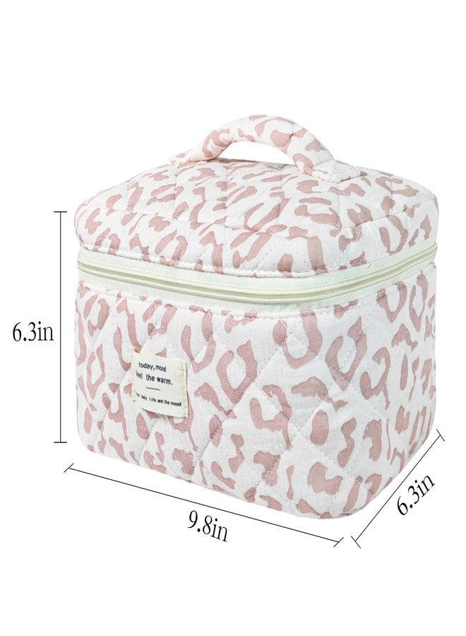 GISMTR Makeup Bag, Floral Quilted Cosmetic Bag, Large Travel Aesthetic Make up Bag, Cute Coquette Toiletry Bag for Women Girls - Image 2