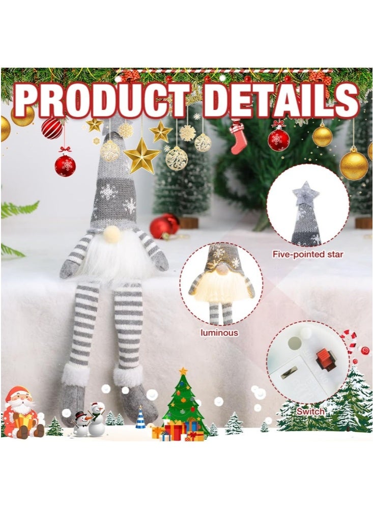 GGEROU 3 قطع زينة عيد الميلاد جينوم مضيئة، جينوم عيد الميلاد مع ضوء، جينوم سانتا سويدي مصنوع يدويًا بقبعة محبوكة، جينوم إلف عيد الميلاد (طويل) - Image 2