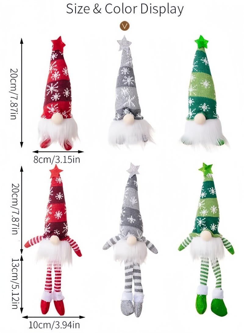 GGEROU 3 قطع زينة عيد الميلاد جينوم مضيئة، جينوم عيد الميلاد مع ضوء، جينوم سانتا سويدي مصنوع يدويًا بقبعة محبوكة، جينوم إلف عيد الميلاد (طويل) - Image 4