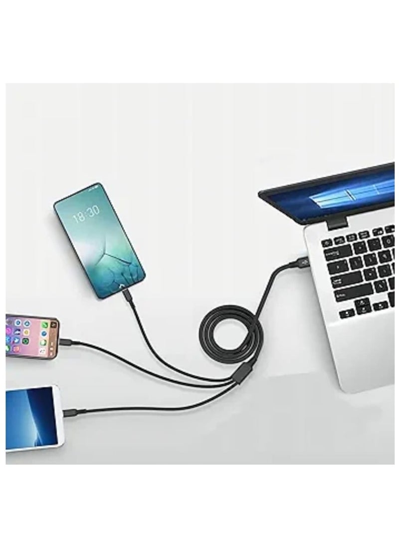 Earldom 3 in 1 USB Charger Cable – 3.5A Fast Charging Cable with USB Type-C, Micro USB & Lightning Connectors – Universal Charging Cord for iPhone, Samsung, Oppo, Huawei, and More – 1.2M (Black)  - Image 2