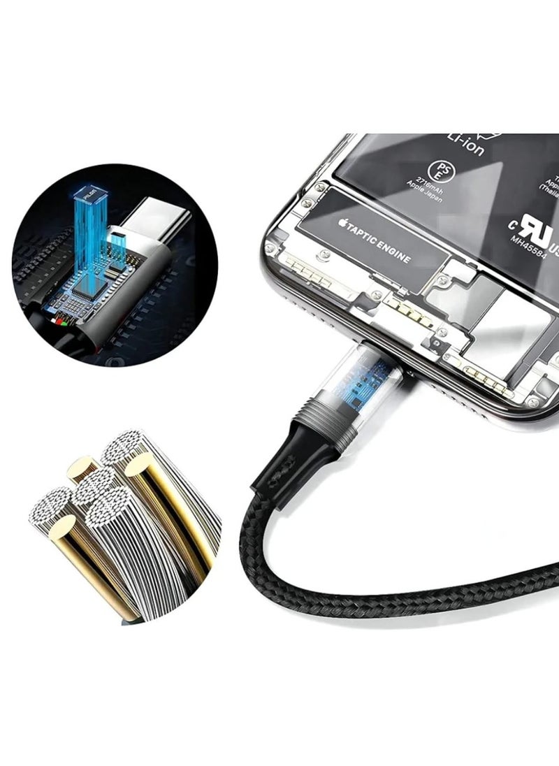 Earldom 3 in 1 USB Charger Cable – 3.5A Fast Charging Cable with USB Type-C, Micro USB & Lightning Connectors – Universal Charging Cord for iPhone, Samsung, Oppo, Huawei, and More – 1.2M (Black)  - Image 5