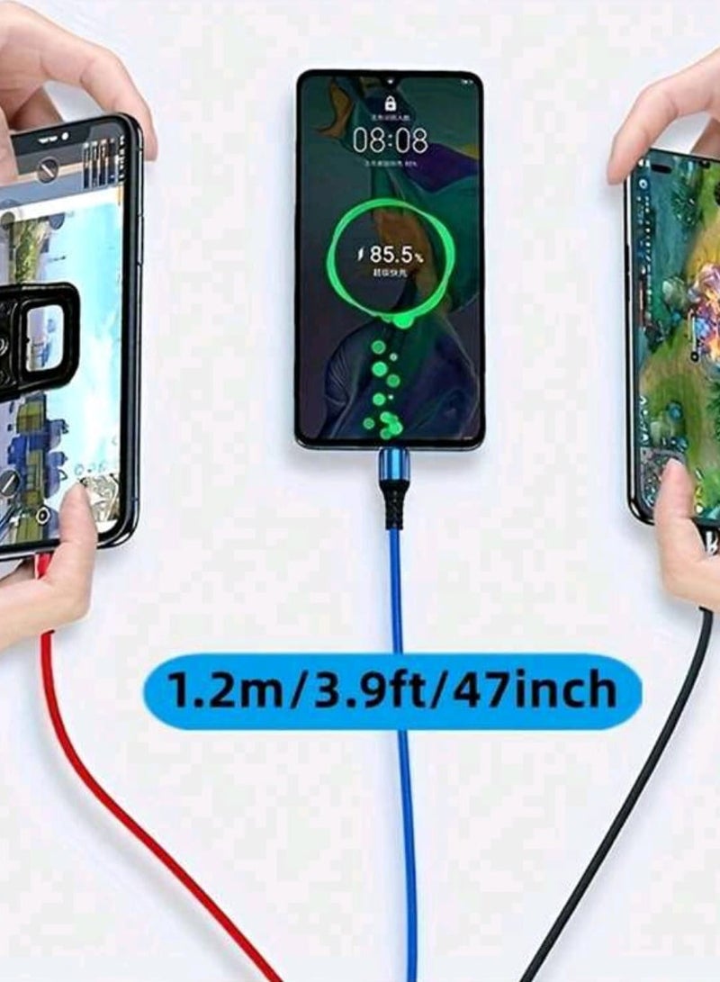 3 in 1 Charging Cable – 3.5A Fast Charging Cable with USB Type-C, Micro USB & Lightning Connectors – Universal Charging Cord for iPhone, Samsung, Oppo, Huawei, and More – 1.2M - Image 3