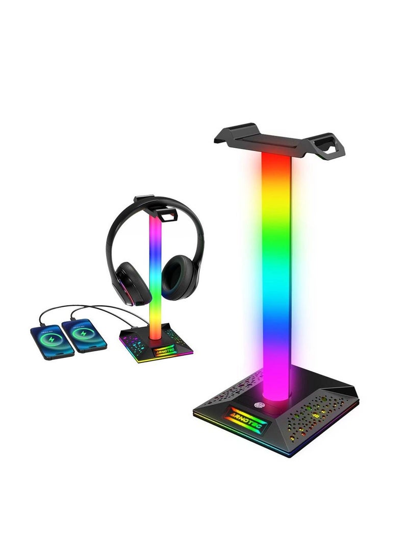 ARNOTEC EB05 RGB Gaming Headphone Stand Holder with Touch Control Light Effects, 2 USB Ports & Type-C Support for Charging and Data Transfer - Image 2