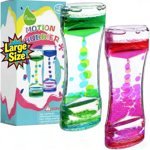 Cucue 2 Pack Liquid Motion Bubbler Sensory Toys for School Home Office Colorful Liquid Hourglass for Calming Relaxing Christmas Stocking Stuffer for KidsNew Model 67x26in - Image 1