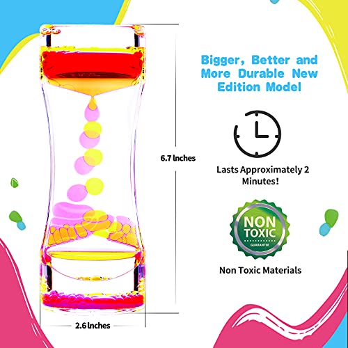 Cucue 2 Pack Liquid Motion Bubbler Sensory Toys for School Home Office Colorful Liquid Hourglass for Calming Relaxing Christmas Stocking Stuffer for KidsNew Model 67x26in - Image 5