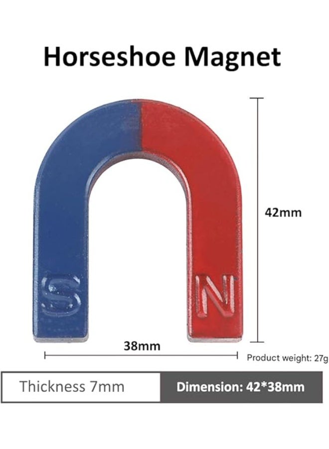VITION 3 Pack U Shaped Magnets, 42x38mm Teaching Horseshoe Magnet for Physics Experiment & Lab Scientific Supplies Science Education - Red/Blue - Image 3