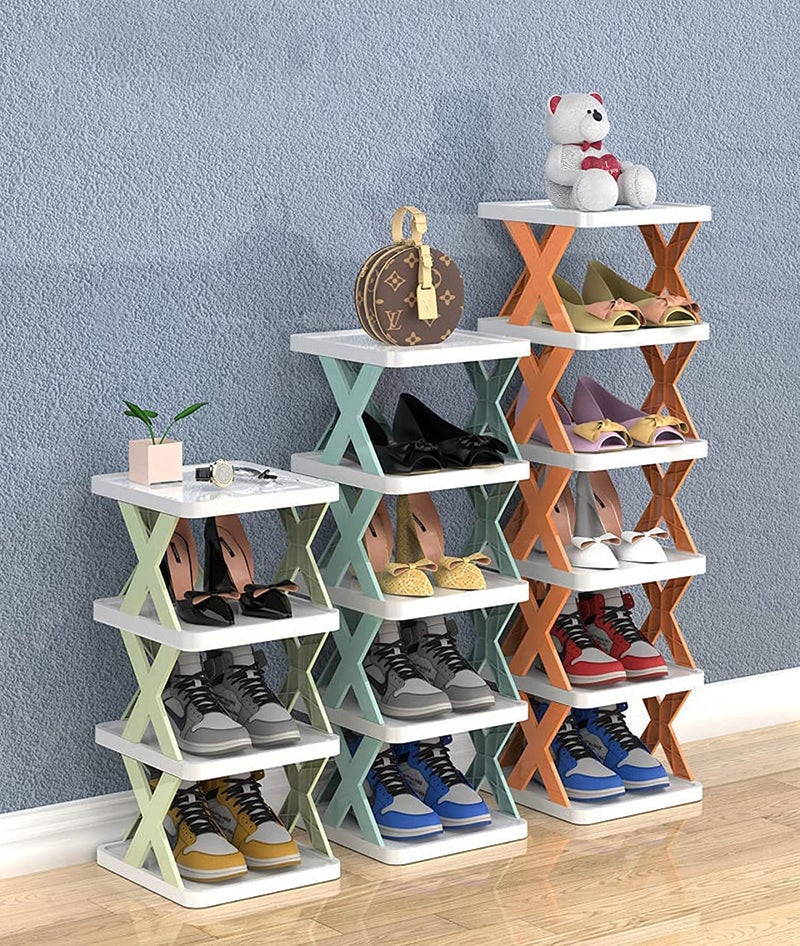 WEGON 6 Layer Shoe RackStackable Shoe Storage Organizer for Bedroom Entryway Adjustable Shoe Rack Shoe Slots Organizer Shelf Easy Clean Shoe Tower Rack 6 Lyr Shoe Rack