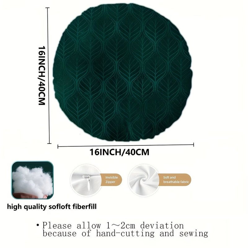1pc Large 16x16 Inch Round Decorative Throw Pillow Two Sided Teal Art Deco Faux Metallic Velvet Soft Microfiber Cover With Zipper Closure Machine Washable Sofa Bed Accent For Living Room Bedroom Elegant Modern - Image 3