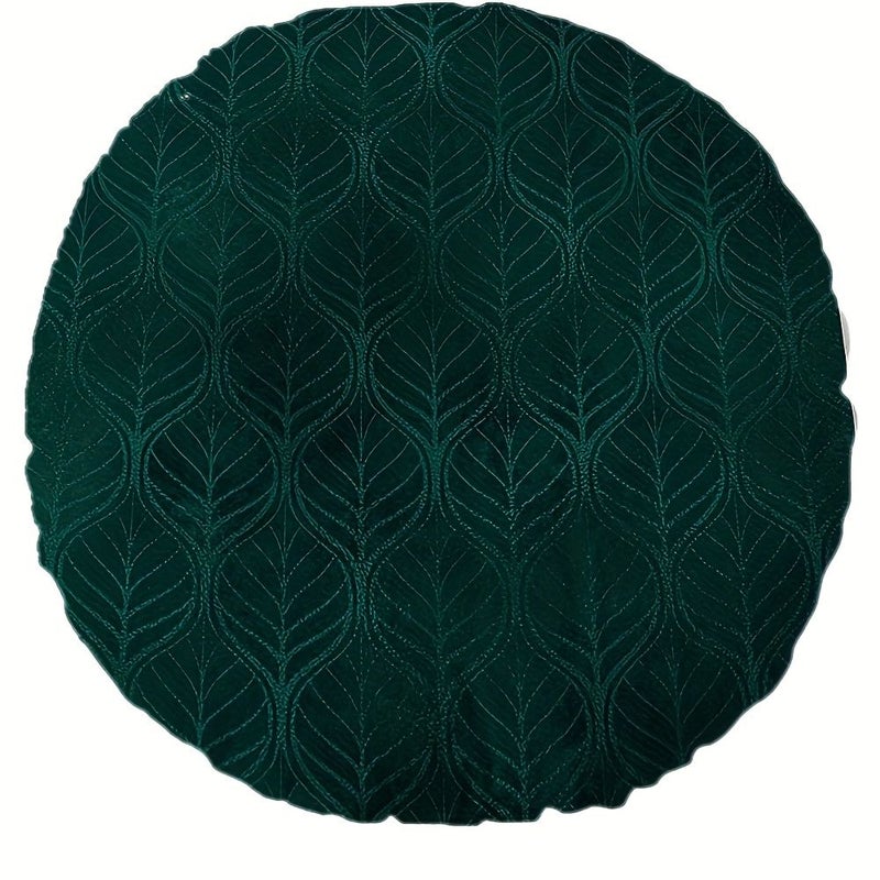 1pc Large 16x16 Inch Round Decorative Throw Pillow Two Sided Teal Art Deco Faux Metallic Velvet Soft Microfiber Cover With Zipper Closure Machine Washable Sofa Bed Accent For Living Room Bedroom Elegant Modern - Image 1