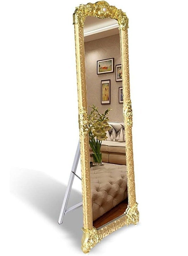 Full Length Mirror，Large Rectangular Floor Mirror，Full Length Decorative Standing Mirror，Freestanding bedroom dressing mirror，Suitable for bedroom, living room, clothing store（Gold，JZ-8132) - Image 1