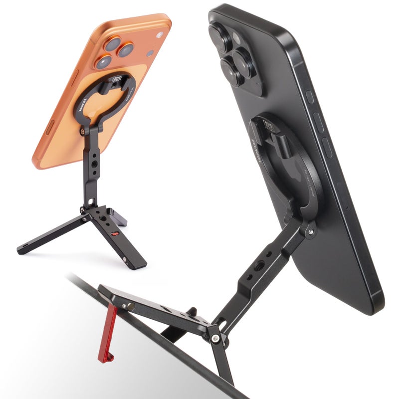 Zelnoox Ultra-Compact Magnetic Tripod Stand for iPhone 17/16/15/14/13/12 Pro Max Magsafe Case, Adjustable Cellphone Holder with 1/4â€ Screw & Travel Hook (Black) - Image 1