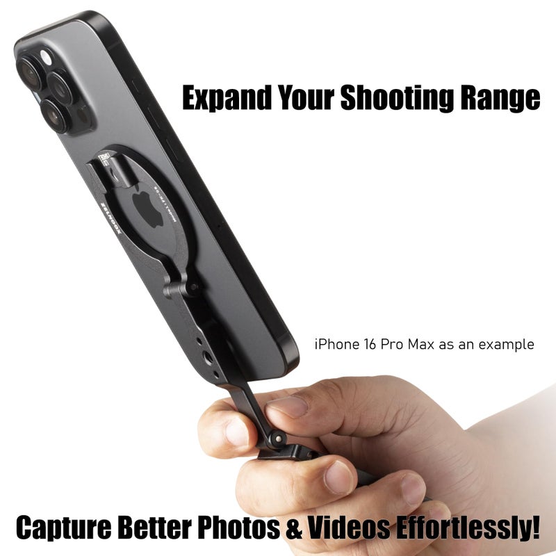Zelnoox Ultra-Compact Magnetic Tripod Stand for iPhone 17/16/15/14/13/12 Pro Max Magsafe Case, Adjustable Cellphone Holder with 1/4â€ Screw & Travel Hook (Black) - Image 5
