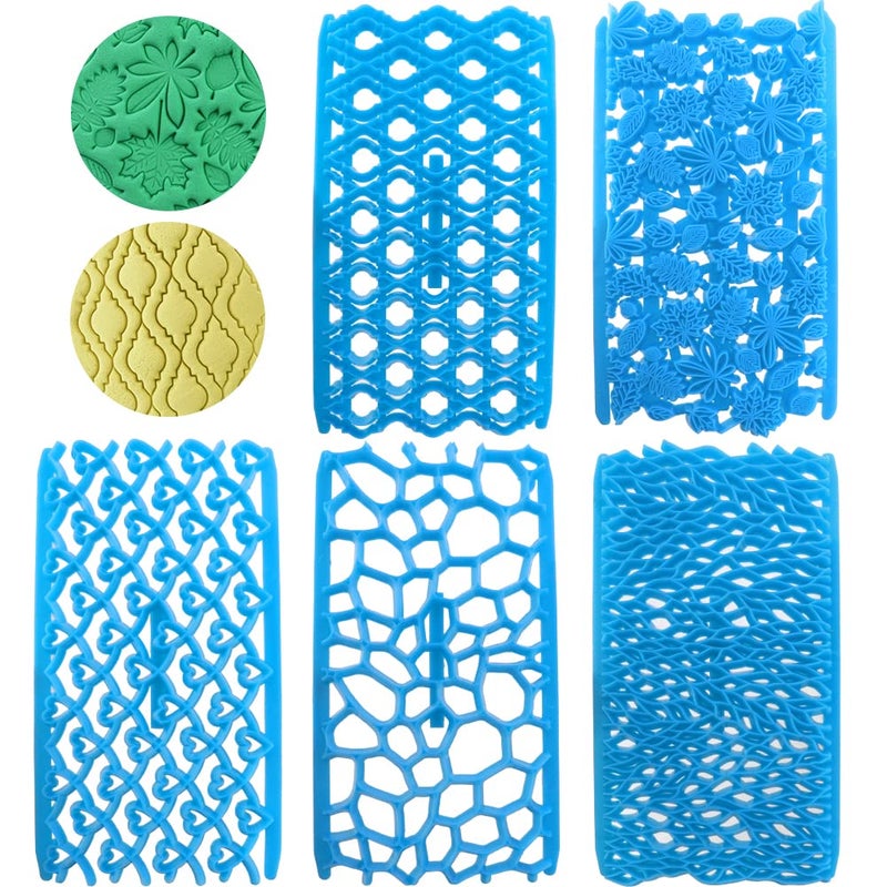 HengKe 5 Pcs Cake Fondant Embossing Mould Set  Different Patterns Fondant Embosser Baking Decoration Mold for Chocolate Cookie Cupcake