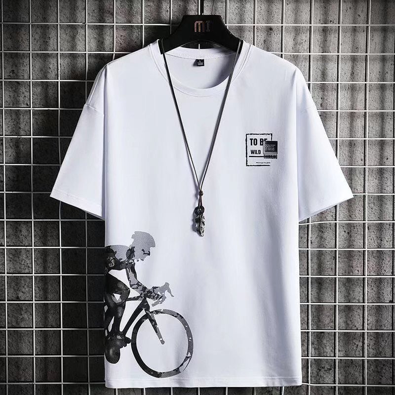 Cool Ice Silk Gradient Mens Quick-Dry T-shirt Bicycle-Black-Short Sleeve