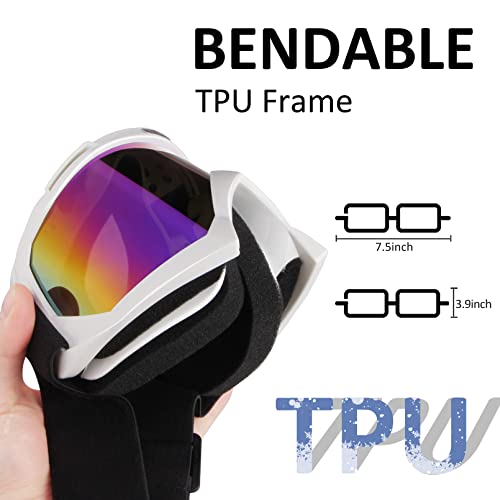 4-FQ Motocross Goggles for Men Women Adult Youth - Windproof Dirt Bike Goggles, Dustproof UTV MX OTG Offroad Riding Racing Skiing Glasses (White Frame+Color Lens) - Image 4