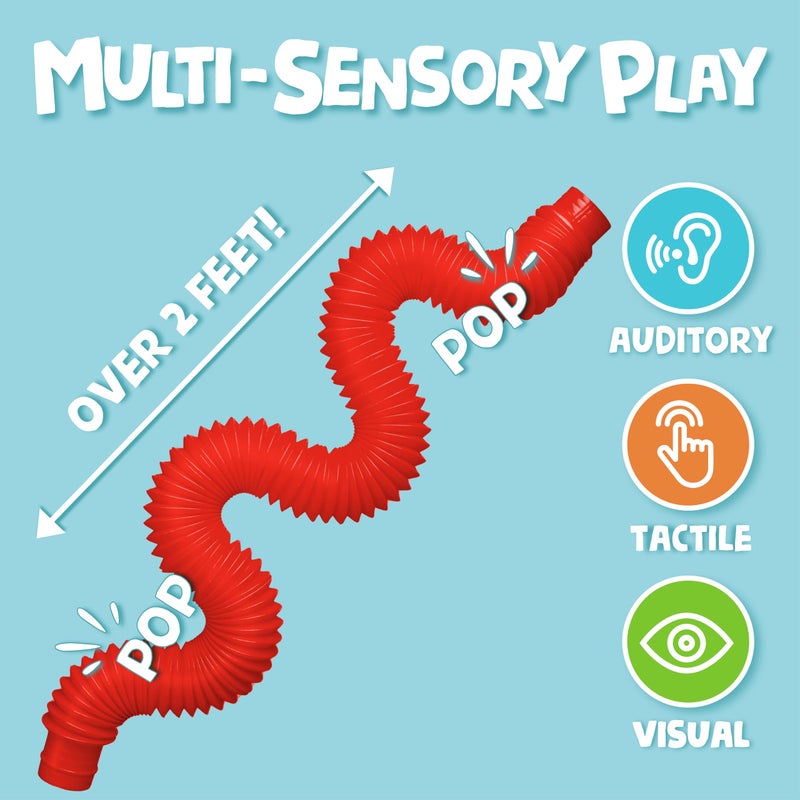 BUNMO Stocking Stuffers for Kids - Pop Tubes - Sensory Toys - Toddler Toys - Imaginative Play & Stimulating Creative Learning - Stocking Stuffers for Toddlers - 8 Pack Large - Image 3