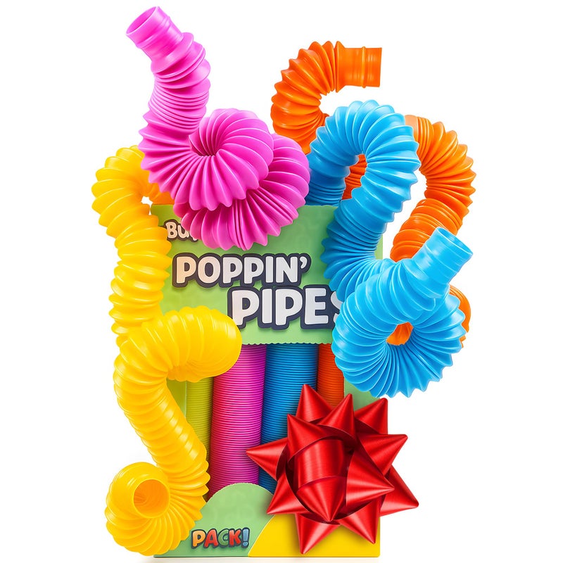 BUNMO Stocking Stuffers for Kids - Pop Tubes - Sensory Toys - Toddler Toys - Imaginative Play & Stimulating Creative Learning - Stocking Stuffers for Toddlers - 8 Pack Large - Image 1