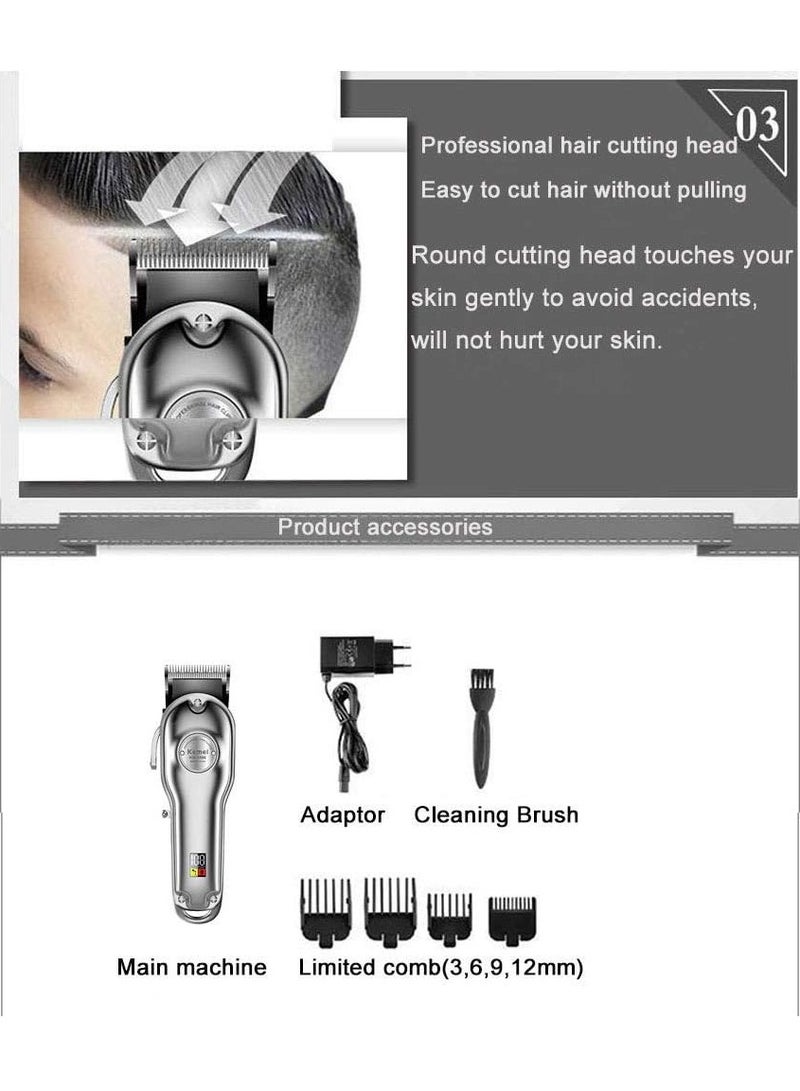 Kemed Hair Clipper for Men Professional Hair Trimmer Barbers Beard Trimmer Cordless Rechargeable Hair Cutting Grooming Kit with 6 Guide Comb T Blade Trimmer Haircut - Image 3