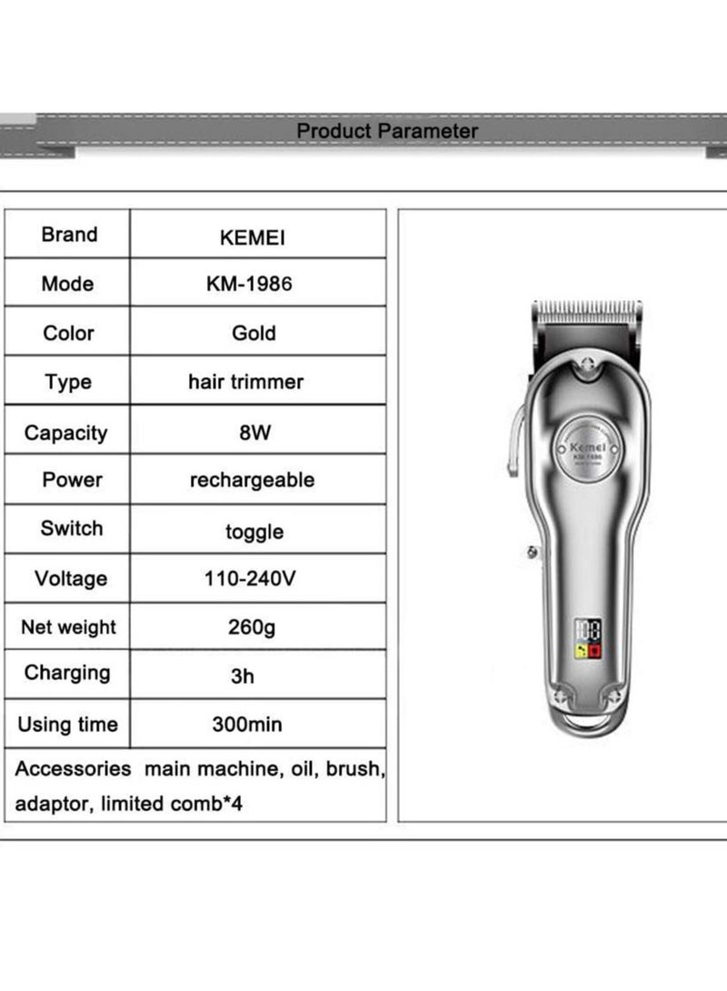 Kemed Hair Clipper for Men Professional Hair Trimmer Barbers Beard Trimmer Cordless Rechargeable Hair Cutting Grooming Kit with 6 Guide Comb T Blade Trimmer Haircut - Image 5