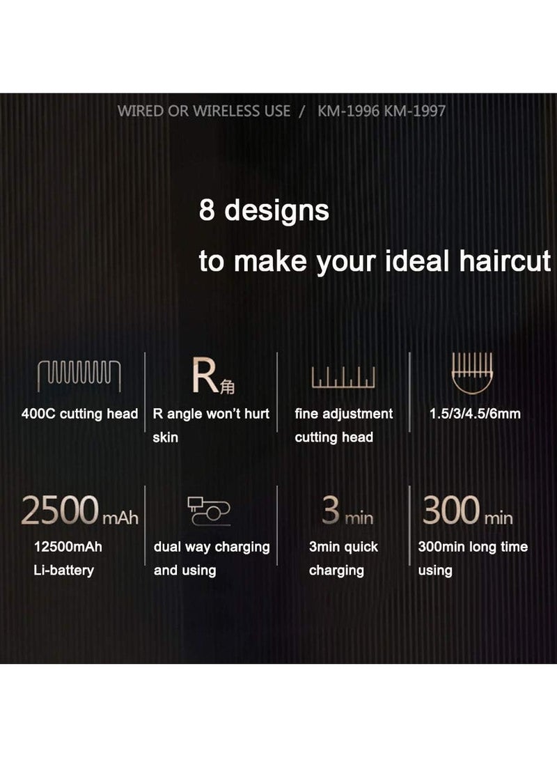 Kemed Hair Clipper for Men Professional Hair Trimmer Barbers Beard Trimmer Cordless Rechargeable Hair Cutting Grooming Kit with 6 Guide Comb T Blade Trimmer Haircut - Image 4